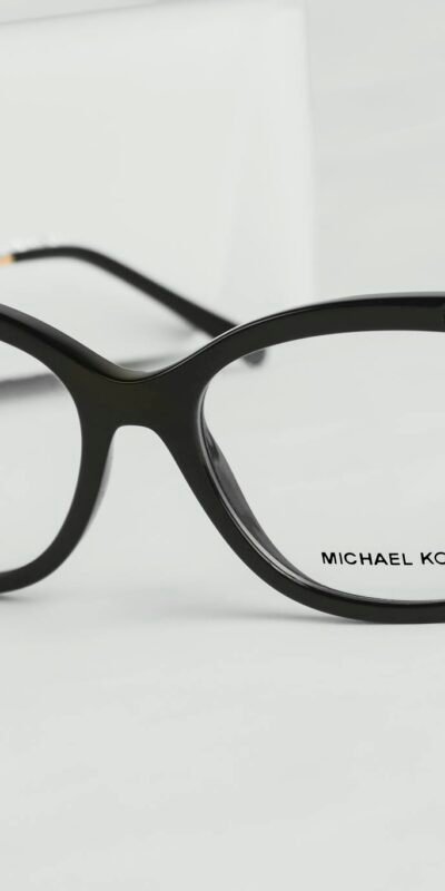 Chic black cat eye eyeglasses by Michael Kors with luxurious design accents.
